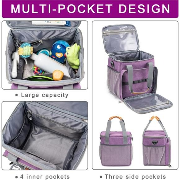 Pet Grooming Bag, Dog Grooming Supplies Organizer Tote Bag, Purple - Picture 3 of 7
